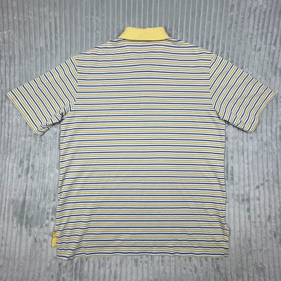 Polo Ralph Lauren Golf Fit Short Sleeve Shirt Men's L Striped Yellow Blue Preppy - Picture 5 of 15